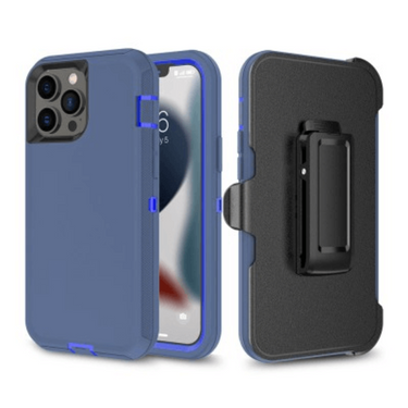 iPhone 14 Pro Max Compatible Case Cover With Robot Armor Hard Plastic And Belt Clip - Navy